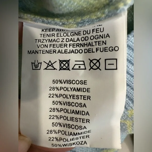 NEW Motel Rocks Baby Shroom Cropped Cardigan-Baby Blue/Yellow-Size XS - Picture 8 of 8